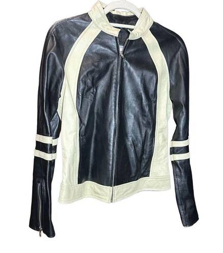 Wilson’s Leather Vintage Wilsons Leather Maxima Racer Moto Jacket Women’s Size M Black Cream RARE