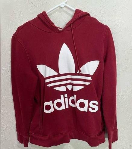 Adidas  burgundy trefoil hoodie size small