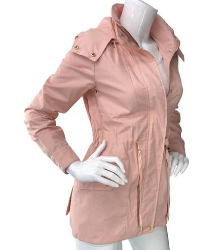 Cole Haan  Womens Size XS Blush Pink Parka Jacket Removable Hood Adjustable Waist