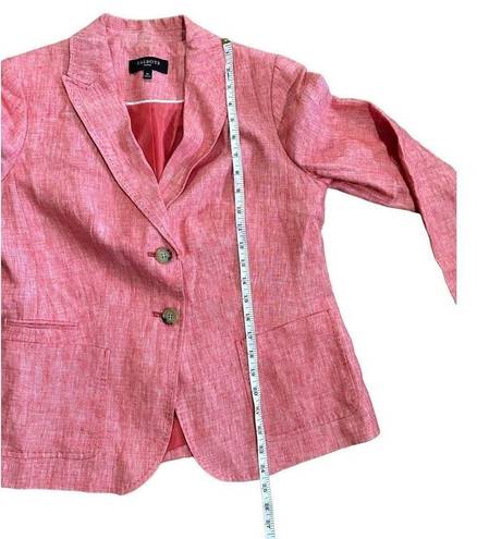 Talbots  Pink Coral Blazer 100% Linen Two Button Front With Peaked Lapel 8P