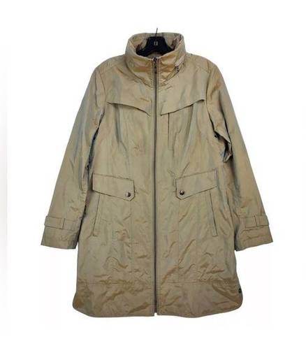 Cole Haan  Topaz Beige Packable Hooded Rain Jacket Coat Size Medium