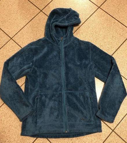 Marmot  Teddy Bear Fleece Plush Hooded Full Zip Jacket in Blue Size Large