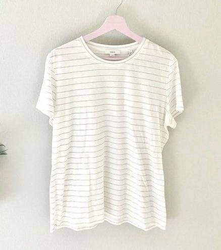 Vince NWT  White/Pink Striped Cotton Short Sleeve Tee in Size XL