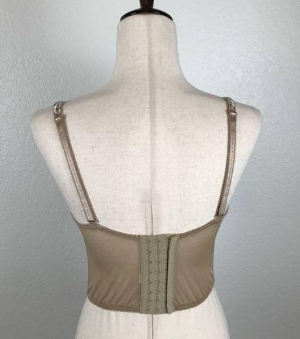 Felina  Lingerie Corset Bustier Womens 36C Underwire Tan Mesh Lace Bra