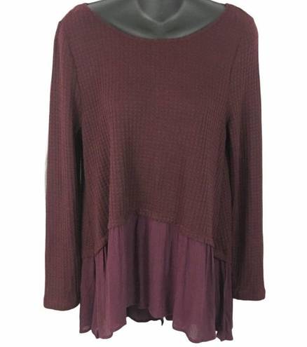 Umgee  oversized maroon boho skirted sweater small