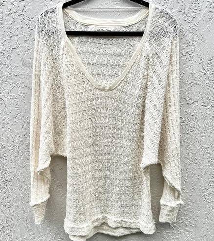 We The Free  Dolman Sleeve 100% Cotton Pullover Sweater Cream Women's Size Large