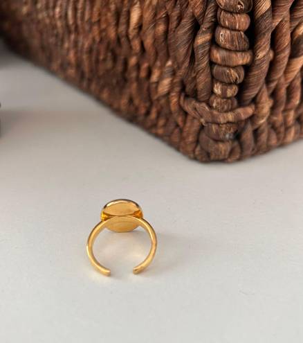 Onyx Adjustable  Gold Ring Size 6