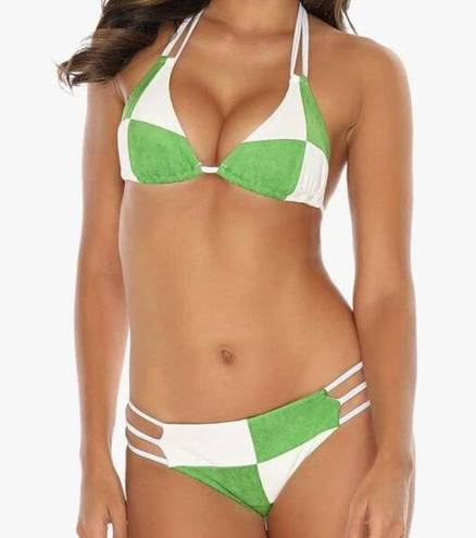 Relleciga NWT  Women's Suede Strappy Triangle Bikini Set Sz Med