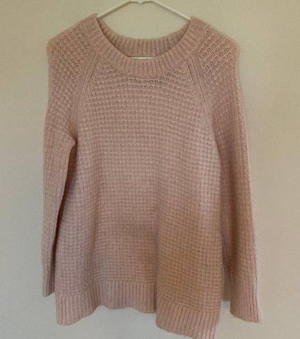 Lou & grey  Waffle Knit Pink Pullover Sweater Size Medium alpaca blend
