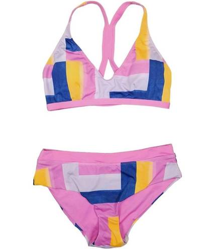 Patagonia  Patchwork Watercolor: Marble Pink Bikini Set Sz Large