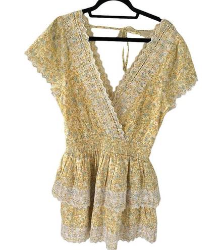 American Eagle  Garden Party Yellow Tiered Dress