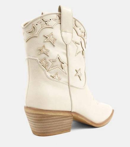 Shu Shop Western Cream Cowgirl Boots Shooting Stars Tan Size 8.5