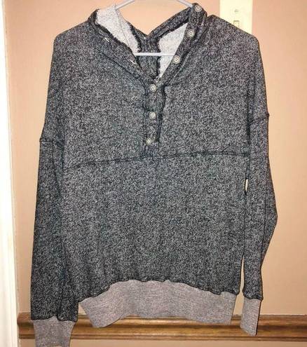 Gimmicks by BKE Gimmicks X BKE Double V Neck Marled Heather Button Sweatshirt Grey Black XS