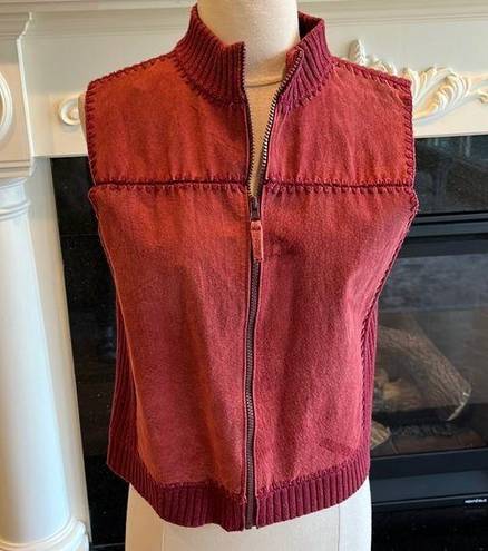 St. John’s Bay Vintage Leather Vest Red St Johns Bay Petite Medium