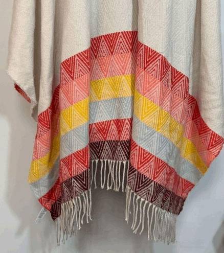 American Eagle  Outfitters Womens Native Poncho Fringe Multicolor One Size