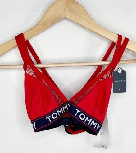 Tommy Hilfiger  Red Mesh Trim Triangle Bralette Bra Women's Size X-Small XS NWT