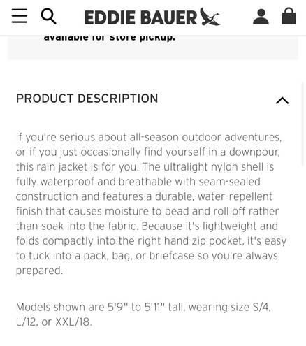 Eddie Bauer Wind Breaker / Rain Coat