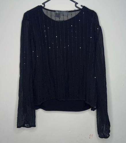 White Stag  blouse top w/ cardigan sheer sequins size large 12-14