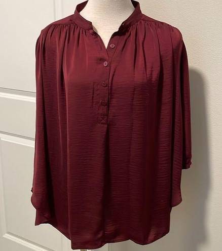 Rebecca Minkoff  burgundy oversized 3/4 sleeve blouse sz M