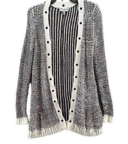 BKE  Buckle Cardigan Womens XS Black Cream Knit Open Flyaway Sweater Western