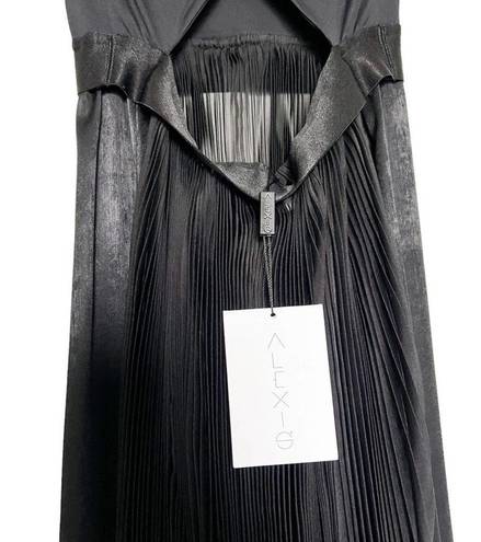 Alexis NWT  Federico Long Pleated Organza Silk Maxi Dress Black White Size XS