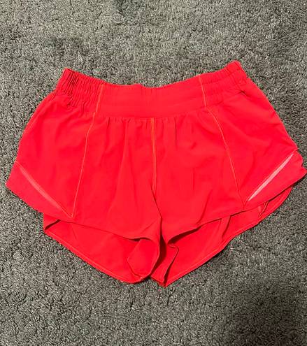 Lululemon Red Hotty Hot Shorts 2.5