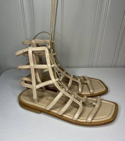 Stuart Weitzman  NWOB Kora Lace-Up Gladiator Sandal beige Size 8 $395 New Roman