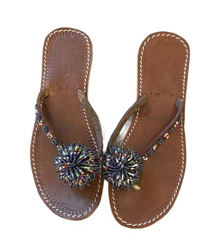 Vera Pelle Beaded Thong Sandals