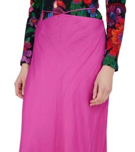 Farm Rio  MIDI Skirt in Fuschia Beaded Tassels ECOVERO Size XS NWT Banana Tag