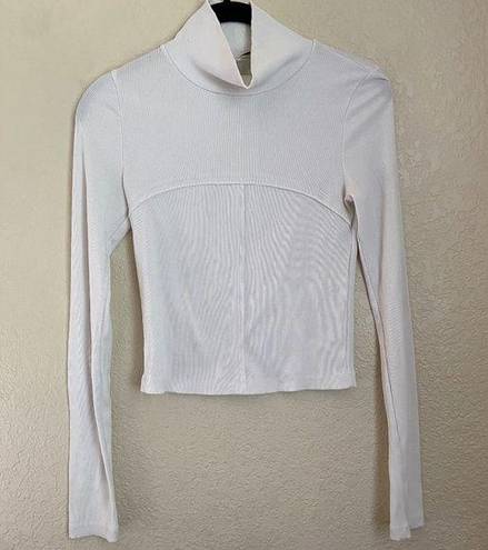 Wilfred Free  Cropped Ribbed Modal Cream white Turtle Neck - S