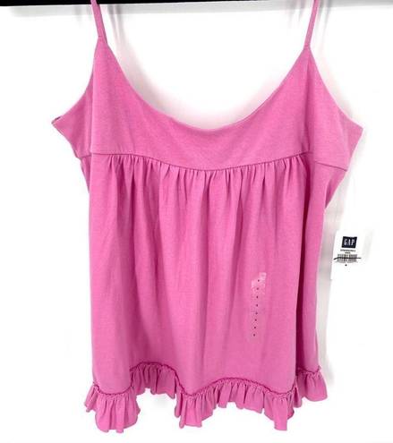 Gap  Spaghetti Strap Ruffle Hem Top Pink Small NWT