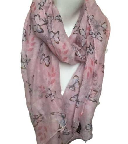 infinity Eyefull  scarf pink with butterfly pattern multi-way lightweight scarf