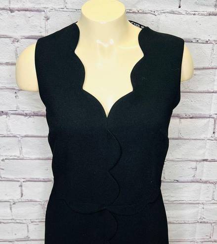 Ted Baker  Women's Black Back Zip Sleeveless Scalloped Edge A-Line Dress Size 0