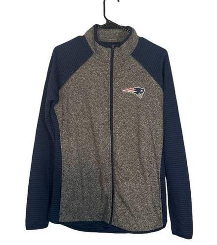 NFL  Blue & Gray Boston Patriots Football Full Zip High Neck Jacket Women Sz S