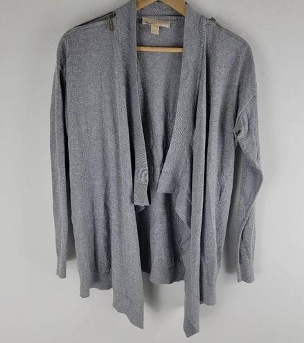 Michael Kors  Zip Shoulder Fly Away Cardigan Gray Long Sleeve Gray Size S