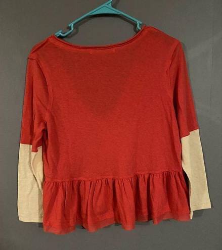 Free People  Women's Colorblock Cotton Peplum Cropped Top Size Small