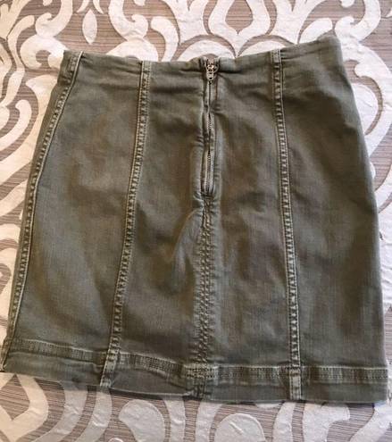 Free People Olive Green Denim Skirt