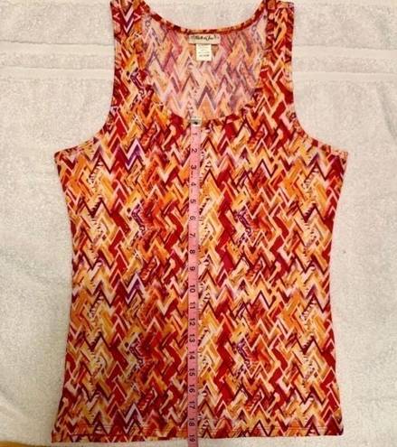 belle du jour  Citrus Orange White Chevron Tank Size Medium