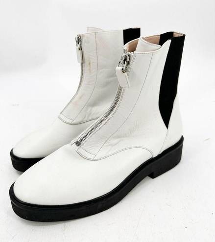 Stuart Weitzman  Lodge Zip White Leather Bootie Size 8B