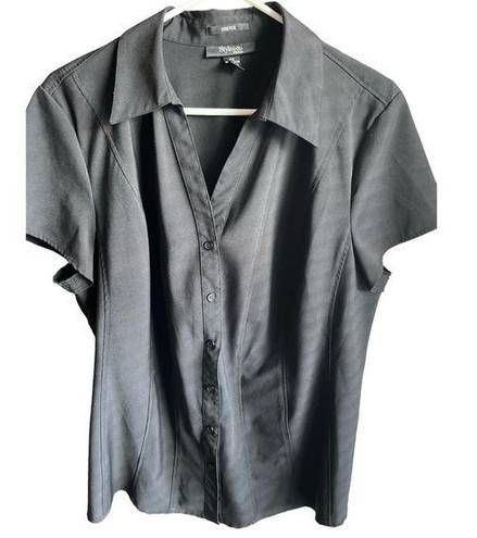Style & Co Black Short Sleeve Button Down Blouse Size 2X  WOMAN EUC #0955