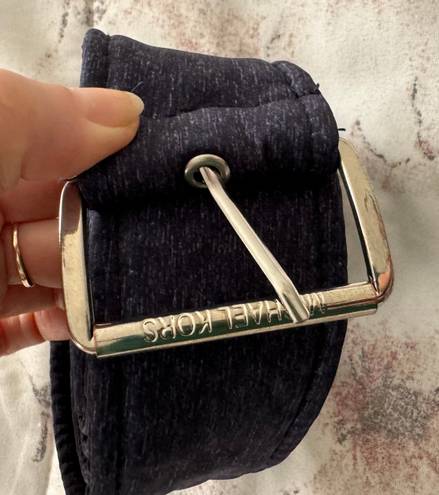 Michael Kors Navy Blue Canvas Fabric Belt with Silver Buckle, size 64”