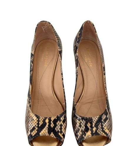 Kate Spade  Snake Print Leather Peeptoe Heels Size 6