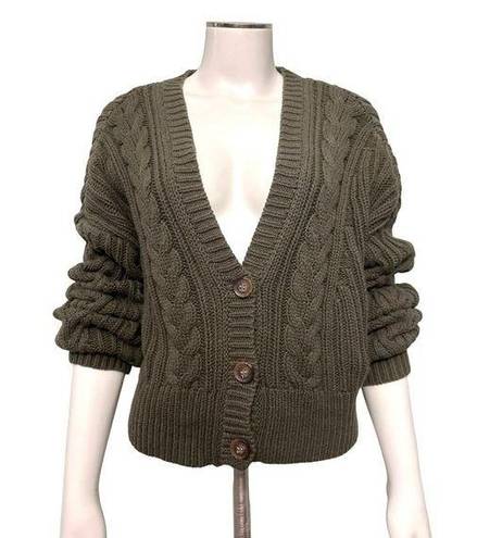 Aeropostale  Boho Style Olive Green Crop Top Cardigan Sweater Size L