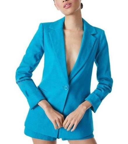Alice + Olivia  Womens Pailey Fitted Notch Collar Linen-Blend Blazer Jacket NWT