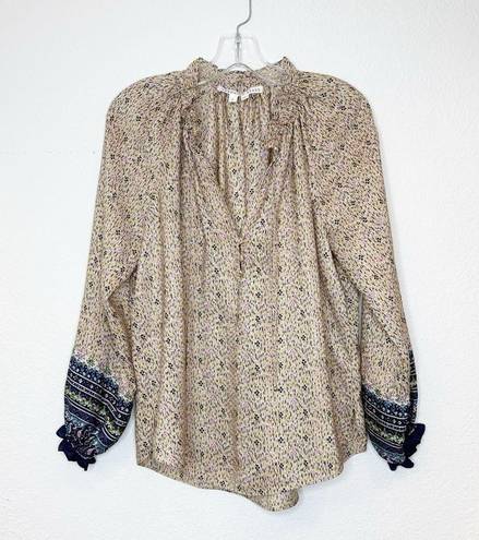 Veronica Beard  Multicolor Antonette Printed 100% Silk Long-Sleeve Top Size 6