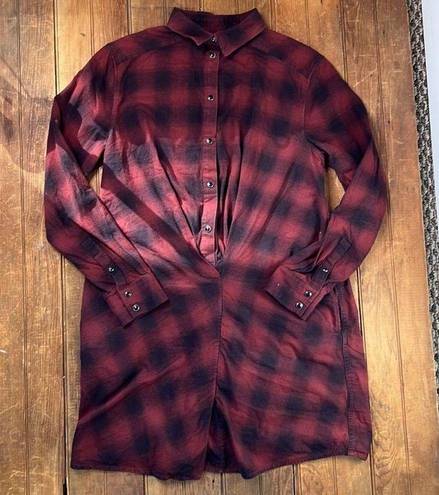 ALLSAINTS  Kayla red plaid flannel shirt dress