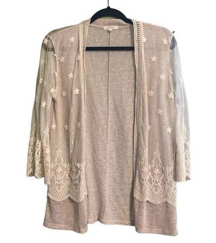 Maurice's  Cream & Lace Sleeve Bohemian Cardigan Size Medium