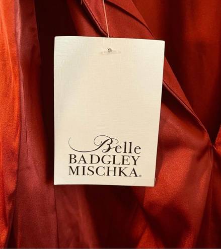 Badgley Mischka Belle  Dress Wine Red Gigi Mock Neck Long Sleeve Trapeze Sz 2 NWT