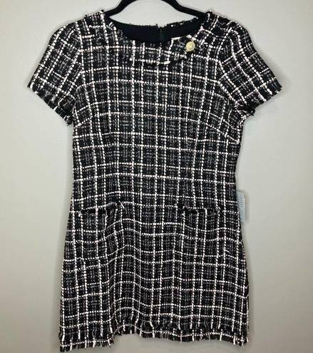 Harper NWT  Rose Pink & Black Tweed Shift Dress, Size 16