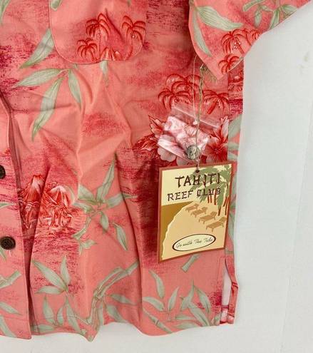 REEF Tahiti  Club Tropical Print Blouse Camp Shirt Women's Size 14